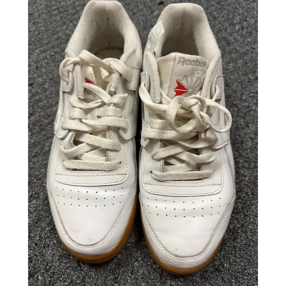 Reebok Workout Plus White Gum Sole Leather Sneakers CN2126 Mens 8.5